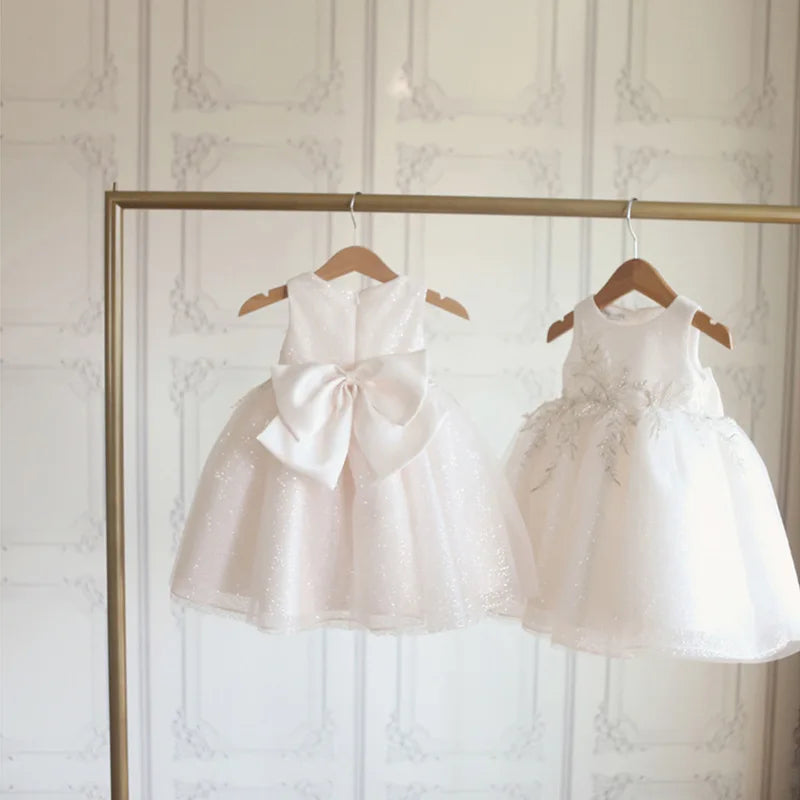Infant White Lace 1st 2nt Birthday Dress Baby Girls Princess Cake Dresses Toddler Wedding Baptism Ball Gown Children Clothes