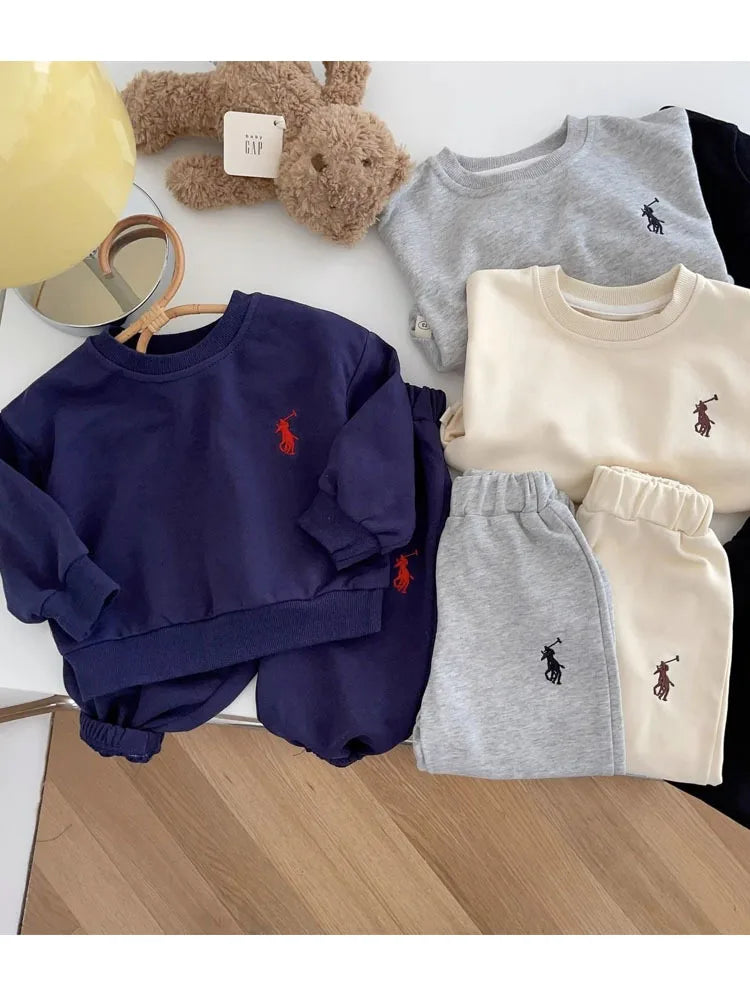 Boys Spring Sports Round Neck Sweater Set Children's Wear Two Piece Children Clothes Children's Top And Bottom Clothes Set Kids