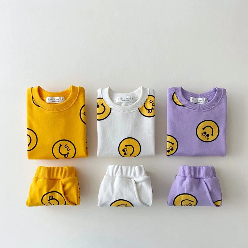 Children Clothes Set Smiley.Shorts and Short T-Shirts For Boys and Girls