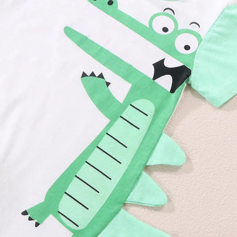 Cartoon Cotton Newborn Baby Romper Sleeveless Clothes Boys Girls Short Sleeves Jumpsuit Vest 0-24M
