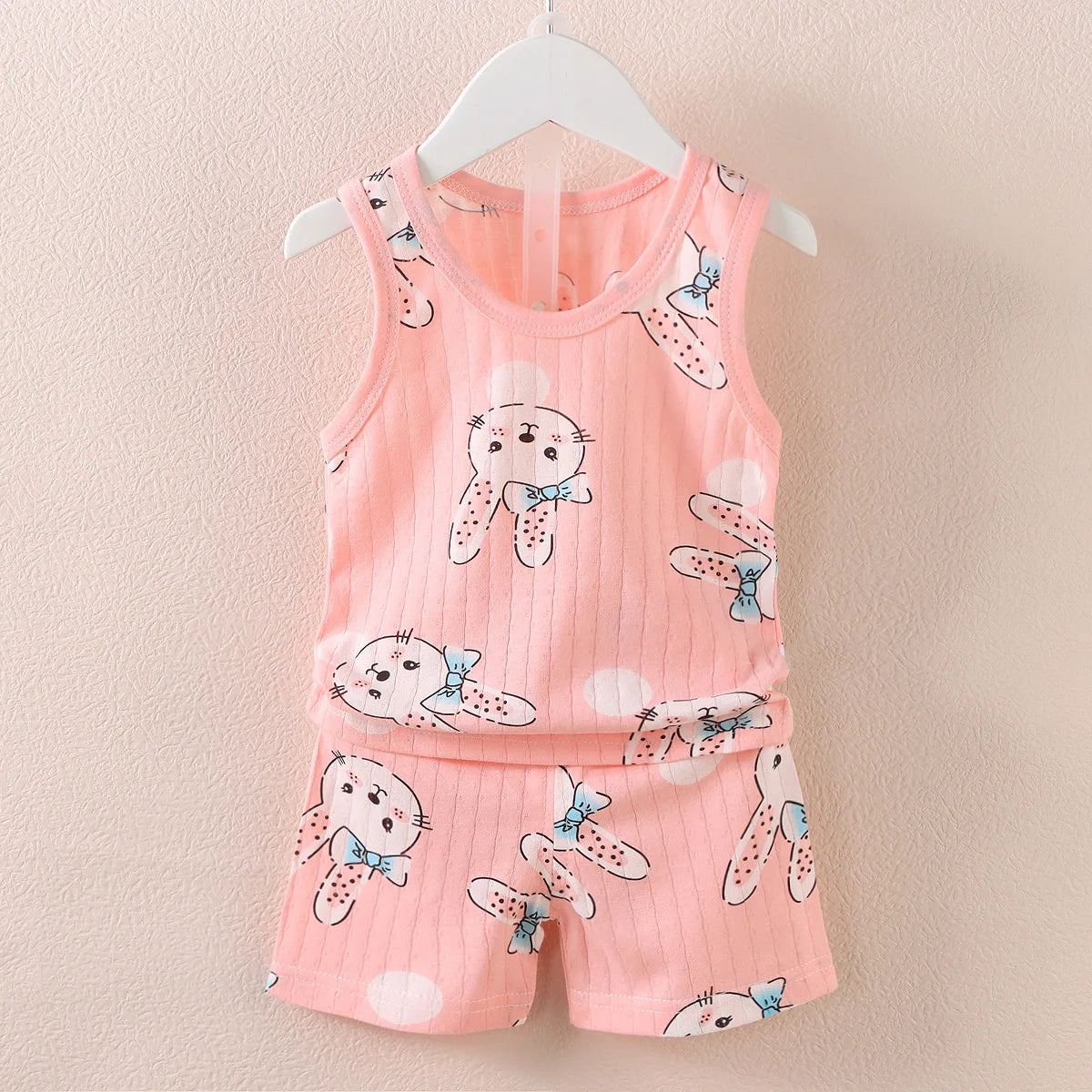 Boys and Girls Cartoon Thin Style Sleeveless Vest Baby Pajamas Sets