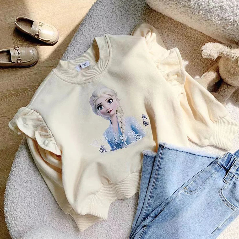 New Girls Tops Quality Cotton Disney Frozen Elsa Kids Clothes Tee Shirt Girl Clothing Long Sleeves for Children's T-shirt