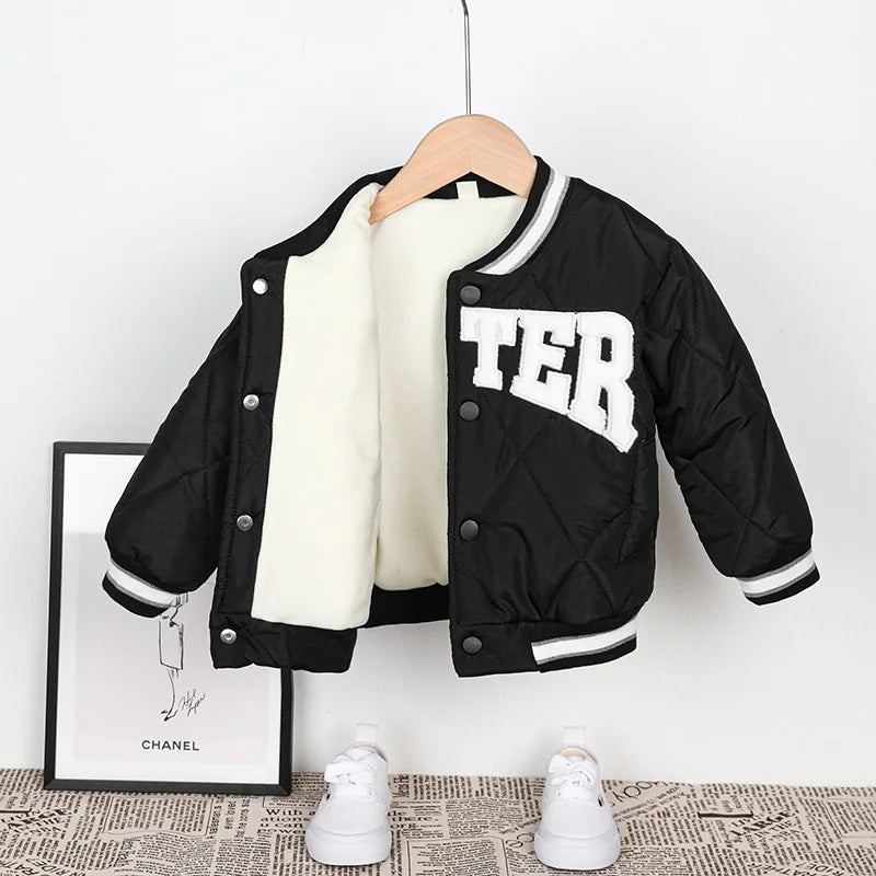 Kids Fleece Baseball Jackets Warm Outerwear ages 1-5 years old