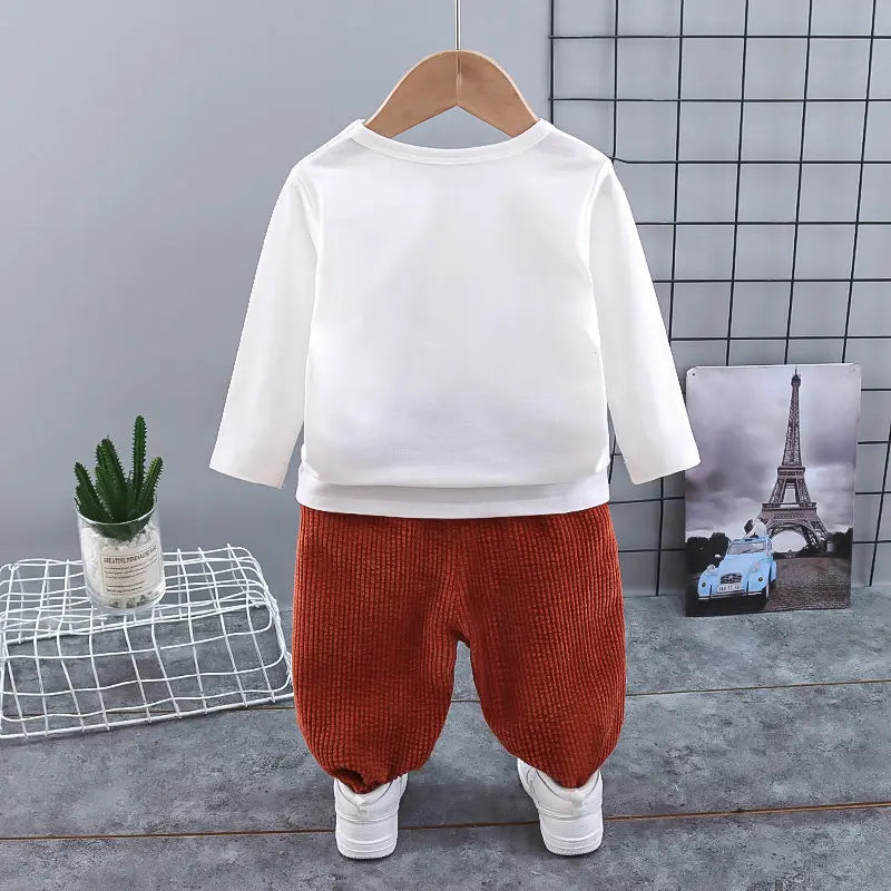 Spring Baby Children Clothes Suit Boys Corduroy Coat T Shirt Pants 3Pcs/Set Kids Toddler Fashion Cotton Tracksuits 0-4 Years