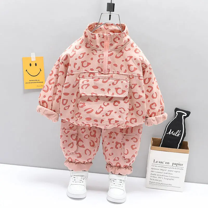 Hot Sport New Spring Autumn Cotton Children Clothes Baby Boys Girls Full Printe Hoodies Pants 2Pcs/Set Out Kid Fashion Clothing