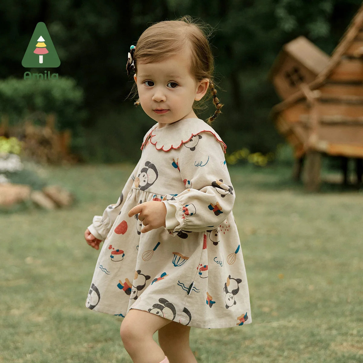 Baby Dress Cute Cartoon Corduroy A-line Dresses