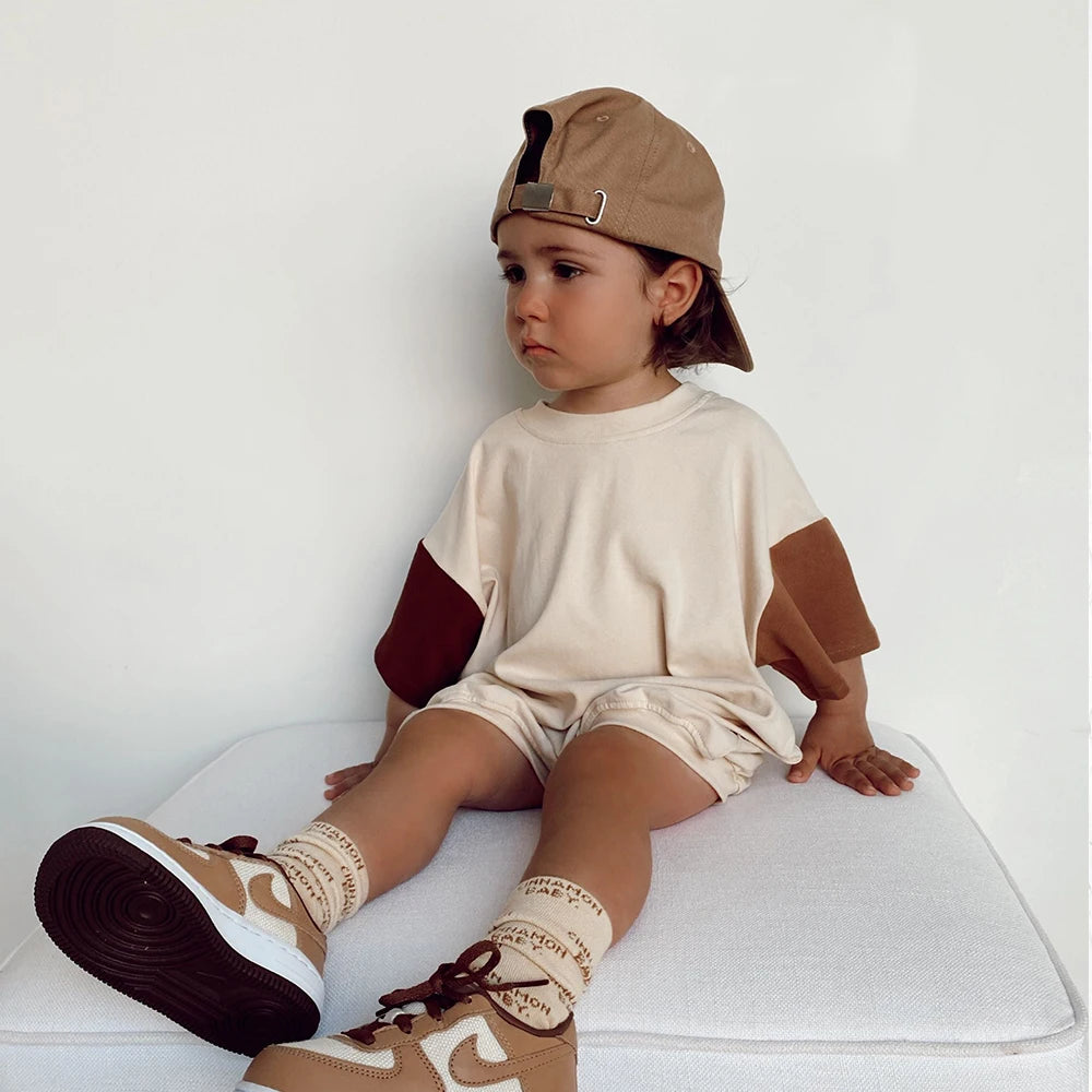 Summer Children's Clothes Baby Boy T-Shirt+Pant 2Pcs Kids Solid Short Sleeve Elastic Waist Suit Toddle Girl Clothes Baby Outfit