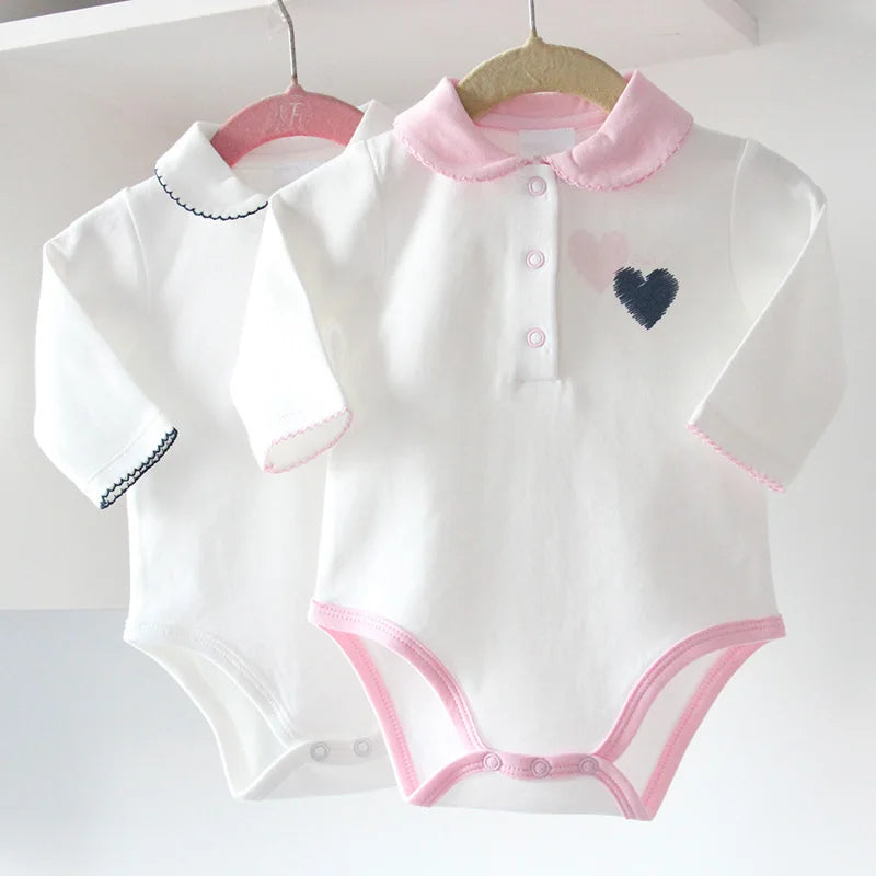 Baby Girls Jumpsuit Pyjamas, Long Sleeves Clothing With Heart
