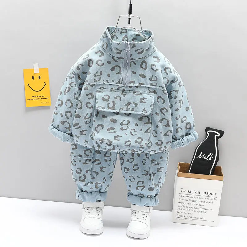 Hot Sport New Spring Autumn Cotton Children Clothes Baby Boys Girls Full Printe Hoodies Pants 2Pcs/Set Out Kid Fashion Clothing