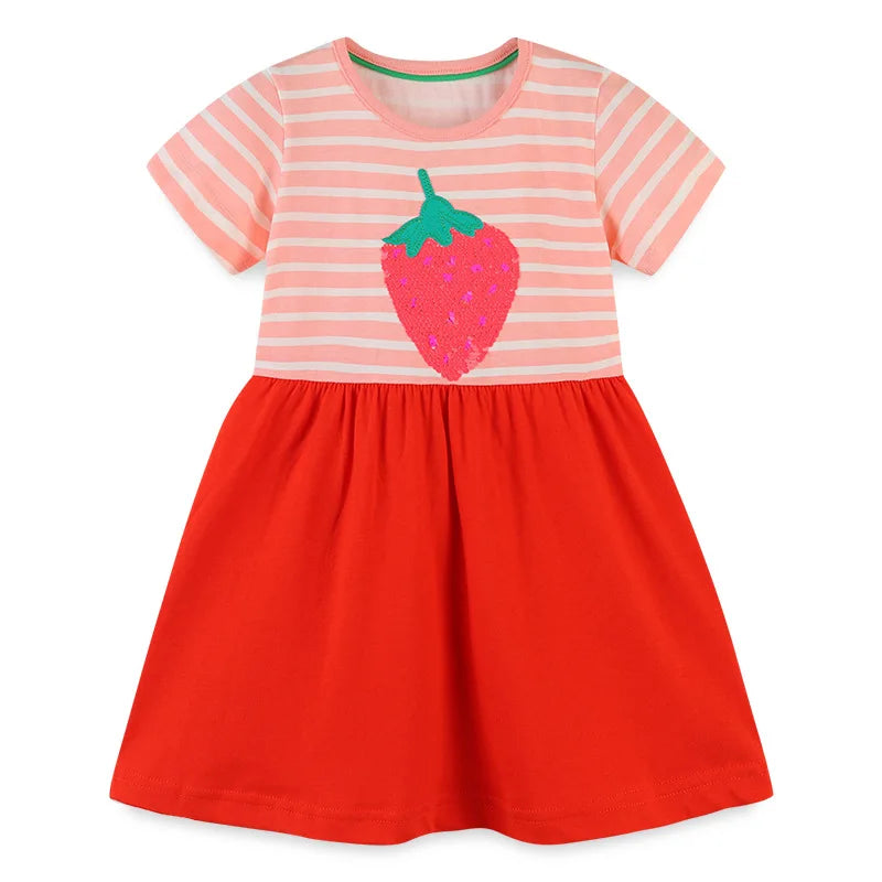 Little maven 2024 Baby Girls Casual Dress Summer Cotton Flamingo Frocks Lovely and Comfort Children Clothes for Toddler Infant