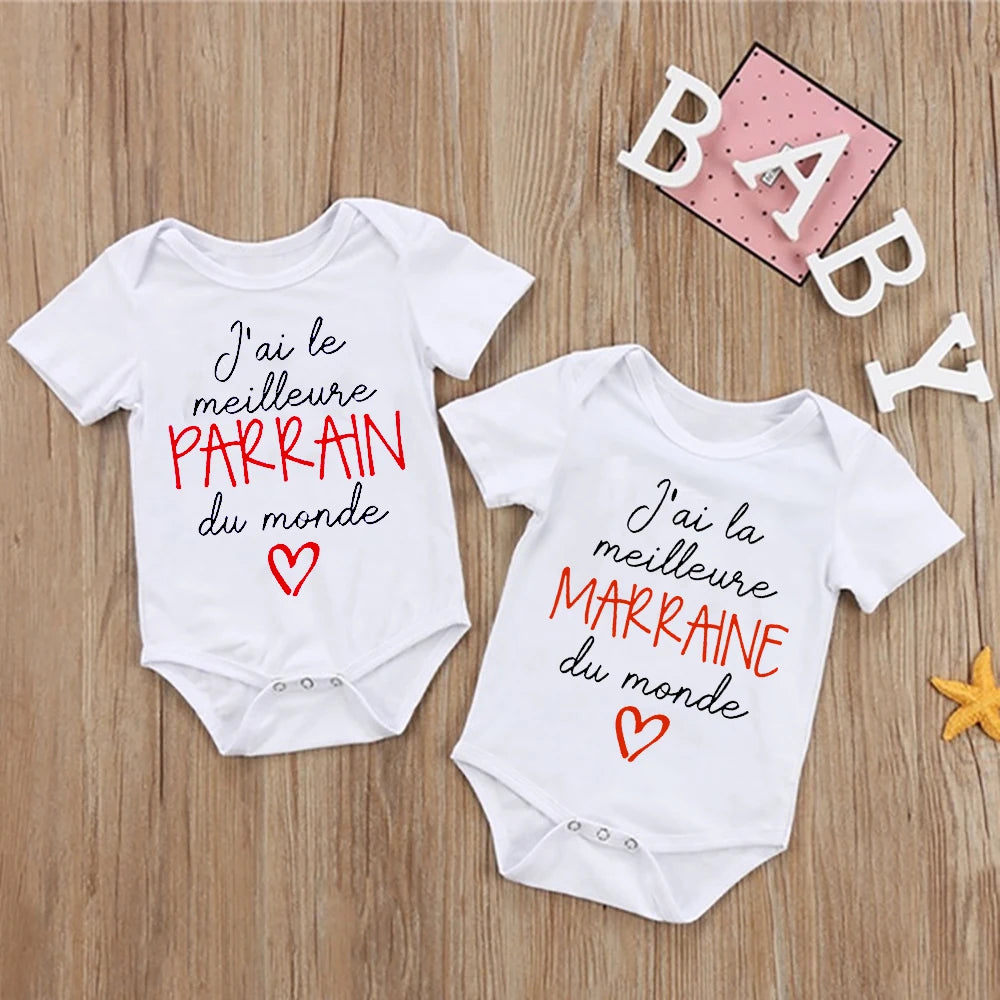 I Have The Best Godmother & Godfather in The World Baby Bodysuits Toddler Rompers Boys Girls Clothes Jumpsuit Infant Shower Gift
