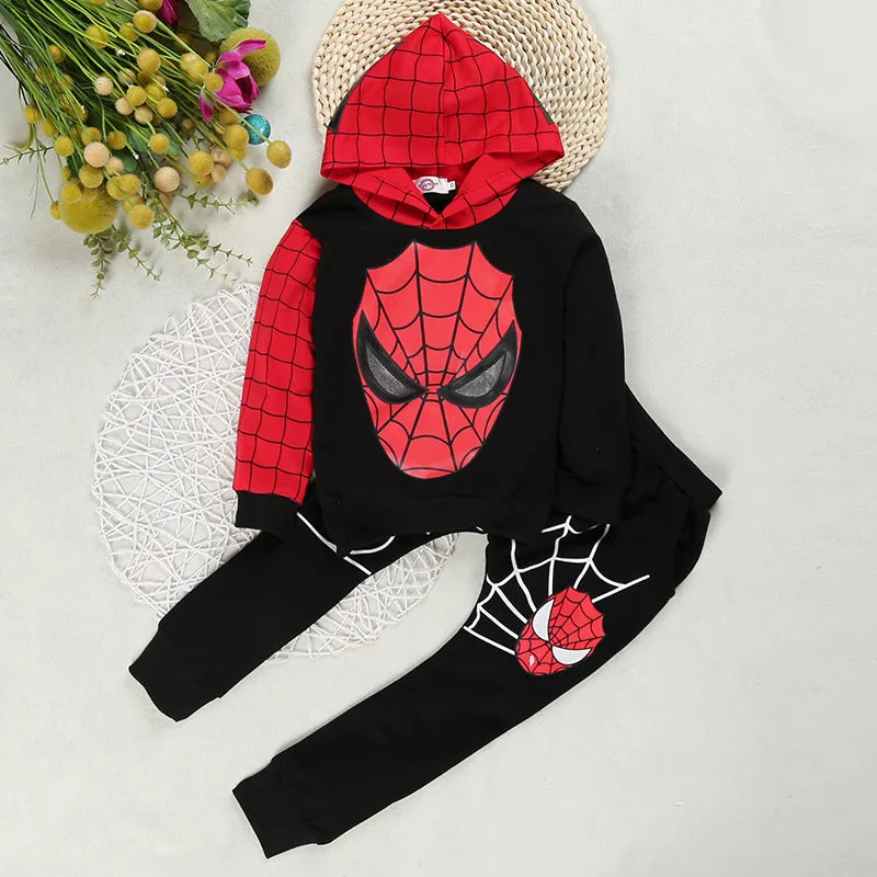 Spiderman Children Clothes Set Spring Autumn Boys Coat Kids Pant Girls 2PCS Long Sleeve Hoodies And Sweatshirt Trousers Toddler