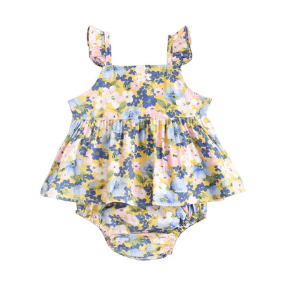 Sanlutoz Floral Infants Girls Clothing Sets Cotton Sleeveless Tops + Shorts Casual Baby Clothes