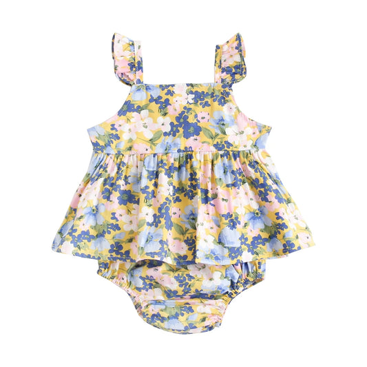 Sanlutoz Floral Infants Girls Clothing Sets Cotton Sleeveless Tops + Shorts Casual Baby Clothes