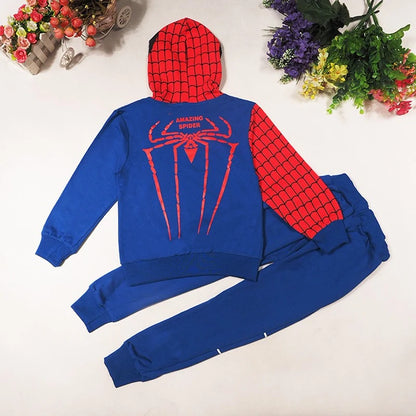 Spiderman Children Clothes Set Spring Autumn Boys Coat Kids Pant Girls 2PCS Long Sleeve Hoodies And Sweatshirt Trousers Toddler