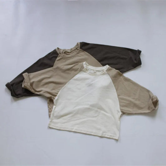 New Autumn Baby Boys T-shirts Patchwork Long Sleeve Korean Style Tops Toddlers Kids Casual Tees Children Clothes