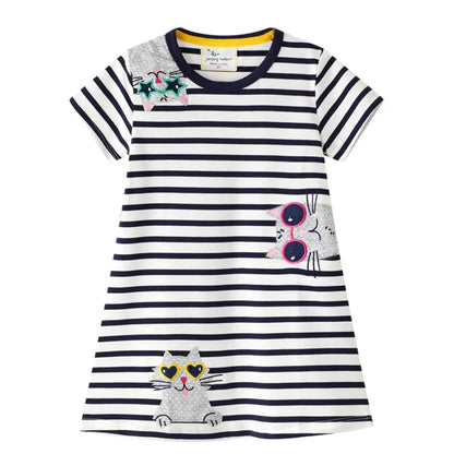 Jumping Meters Princess Baby Dresses With Giraffe Applique Cute Summer Girls Party Dress Fashion Children's Clothes Hot Selling