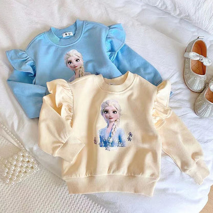New Girls Tops Quality Cotton Disney Frozen Elsa Kids Clothes Tee Shirt Girl Clothing Long Sleeves for Children's T-shirt