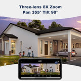 IP Outdoor Camera with three lens dual Screen Video