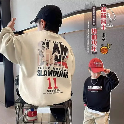 Spring & Autumn Boys Fashion Cartoon Print Casual Sweatshirts Children's O-Neck Personalized Versatile Pullover Kids Clothes