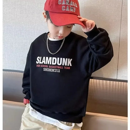 Spring & Autumn Boys Fashion Cartoon Print Casual Sweatshirts Children's O-Neck Personalized Versatile Pullover Kids Clothes