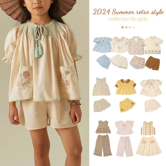 Girls High Quality Embroidery Clothing Sets Various Ages and colors