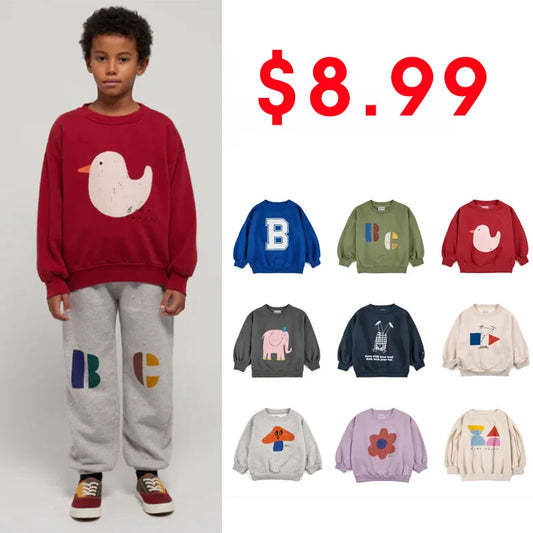 Clearace 2023 BC AW Winter Korean Boys Girls Sweatshirts Kids Clothes Cartoon Cotton Sweaters Baby Children's Clothings Top