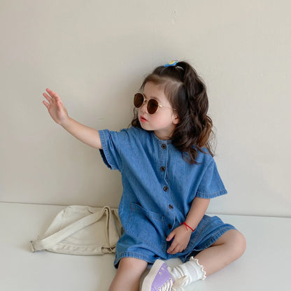 Kids Denim Jumpsuit Children's Jeans Overalls For Girls Boys Shorts Rompers 2022 New Summer Baby Toddler One Piece Clothes Pants