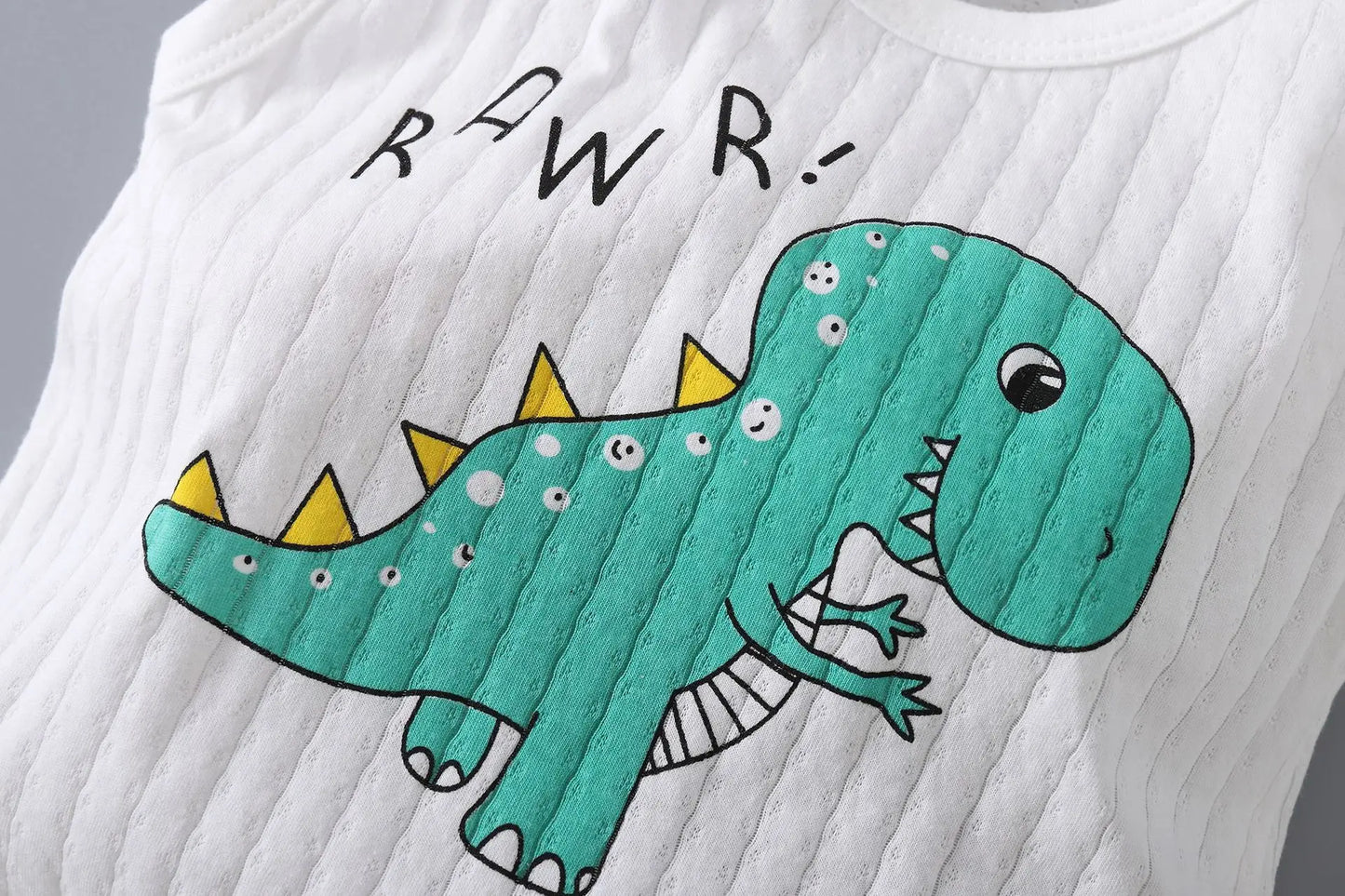 Cartoon Cotton Newborn Baby Romper Sleeveless Clothes Boys Girls Short Sleeves Jumpsuit Vest 0-24M
