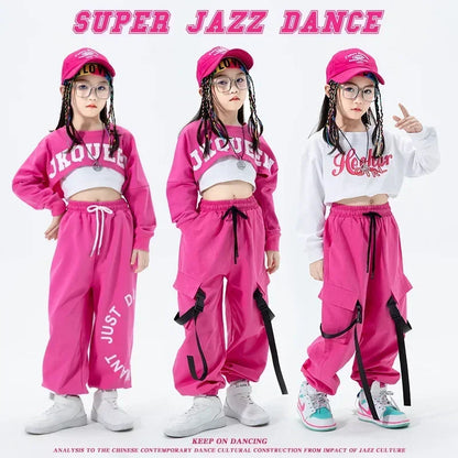 Girls Jazz Dance Performance Dress Girls Hip-hop Suit Cool Belly Button Exposed Clothing Children's Hip-hop Fashion Clothes 2023