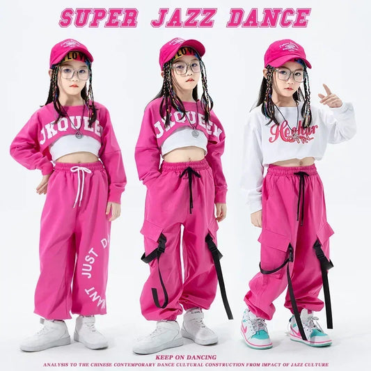 Girls Jazz Dance Performance Dress Girls Hip-hop Suit Cool Belly Button Exposed Clothing Children's Hip-hop Fashion Clothes 2023