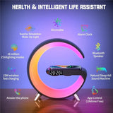 Multifunctional Wireless Charger Stand Alarm Clock Speaker APP RGB Light Fast Charging Station for iPhone X 11 12 13 14 Samsung - Whyte's Electronics And Gadgets