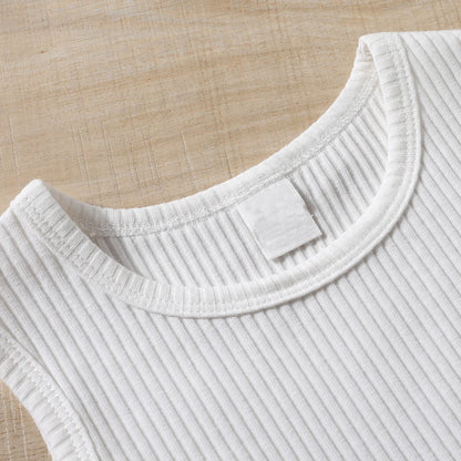 New Children's Clothes, Girls' T, Tank Top, Round Neck Sleeveless Cotton T-shirt, Girls' Clothing 4-7Y