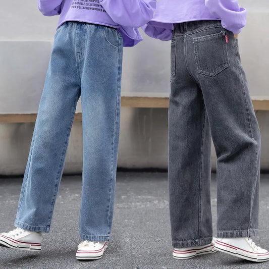New Jeans For Girls Patchwork Kids Jeans For Girls Letter Patern Kids Jeans Casual Style Children Clothes 6 8 10 12 14 years