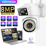 2.4G/5G HD 8MP PTZ Wifi Camera Four Screens Full Color Night Vision Security