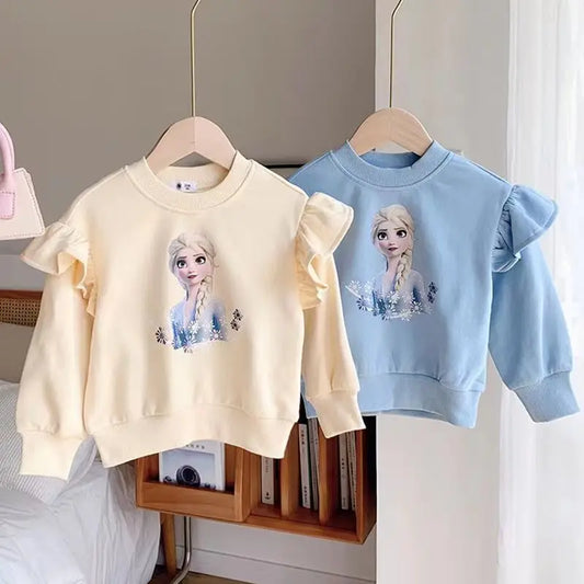New Girls Tops Quality Cotton Disney Frozen Elsa Kids Clothes Tee Shirt Girl Clothing Long Sleeves for Children's T-shirt