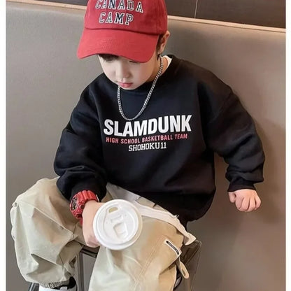 Spring & Autumn Boys Fashion Cartoon Print Casual Sweatshirts Children's O-Neck Personalized Versatile Pullover Kids Clothes