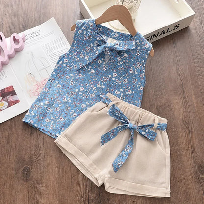 Menoea Girls Clothing Sets 2023 New Style Summer Children's Clothes Cute  Dots Lace + Bow Short Pants 2pc Suits Kids Outfits
