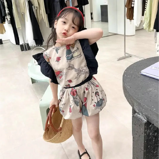 Girl's Cartoon Two-piece Suit