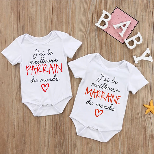 I Have The Best Godmother & Godfather in The World Baby Bodysuits Toddler Rompers Boys Girls Clothes Jumpsuit Infant Shower Gift