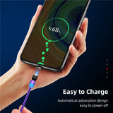 LED 540 Magnetic USB Cable Fast Charging USB type C Cable Magnet Charger Micro Cable - Whyte's Electronics And Gadgets