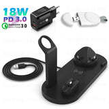 Wireless Charger 3 in 1 for iPhone Induction Charging Dock Station for iPhone 12 SE 11 Apple Watch Airpods - Whyte's Electronics And Gadgets