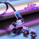 LED 540 Magnetic USB Cable Fast Charging USB type C Cable Magnet Charger Micro Cable - Whyte's Electronics And Gadgets