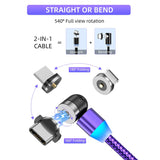 LED 540 Magnetic USB Cable Fast Charging USB type C Cable Magnet Charger Micro Cable - Whyte's Electronics And Gadgets