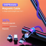 LED 540 Magnetic USB Cable Fast Charging USB type C Cable Magnet Charger Micro Cable - Whyte's Electronics And Gadgets