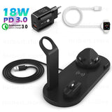 Wireless Charger 3 in 1 for iPhone Induction Charging Dock Station for iPhone 12 SE 11 Apple Watch Airpods - Whyte's Electronics And Gadgets