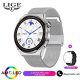 LIGE New Smart Watch Men AMOLED 390*390 HD Screen/ Time Fitness Bracelet/ Waterproof Stainless Steel/ New Arrival - Whyte's Electronics And Gadgets