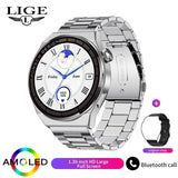 LIGE New Smart Watch Men AMOLED 390*390 HD Screen/ Time Fitness Bracelet/ Waterproof Stainless Steel/ New Arrival - Whyte's Electronics And Gadgets